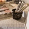 Tapis en jonc de mer et coton myosotis Karan