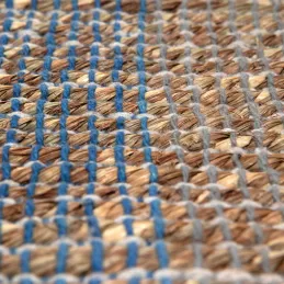 Tapis en jonc de mer et coton myosotis Karan
