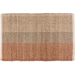 Tapis en jonc de mer et coton  terracotta Karan