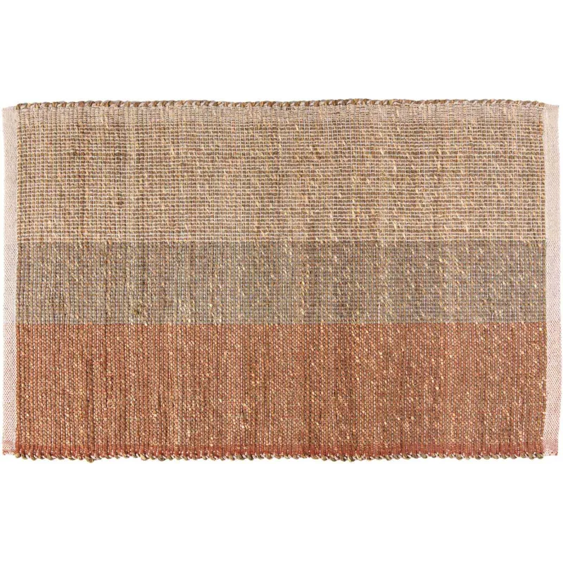 Tapis en jonc de mer et coton  terracotta Karan