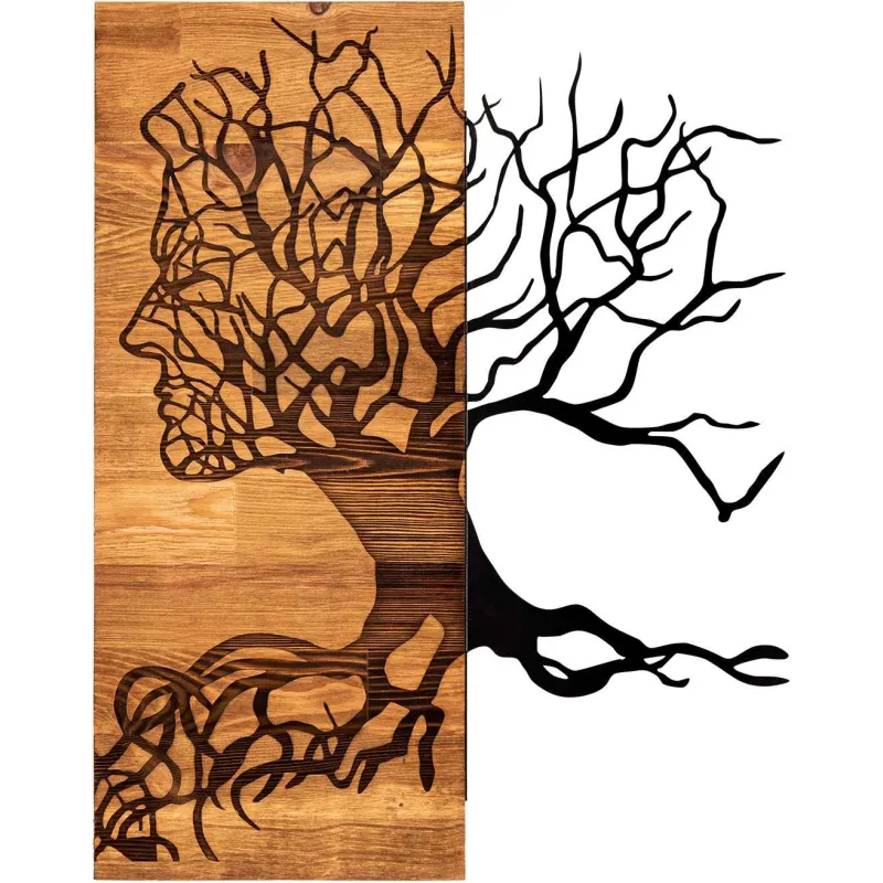 Décoration murale en métal et bois Arbre