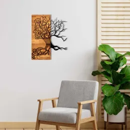 Décoration murale en métal et bois Arbre