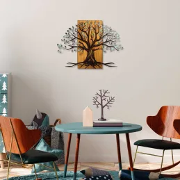 Décoration murale en métal et bois Arbre