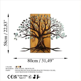 Décoration murale en métal et bois Arbre