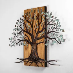 Décoration murale en métal et bois Arbre