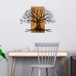 Décoration murale en métal et bois Arbre
