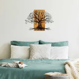 Décoration murale en métal et bois Arbre