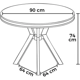 Table de repas ronde pieds métal Mos
