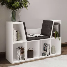 Bibliothèque avec banc en aggloméré Livora