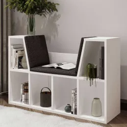 Bibliothèque avec banc en aggloméré Livora