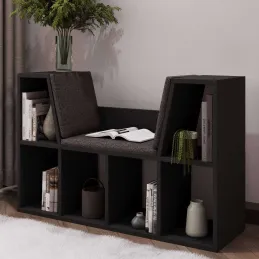 Bibliothèque avec banc en aggloméré Livora