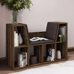 Bibliothèque avec banc en aggloméré Livora