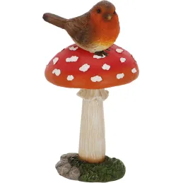 Champignons assortis avec oiseau en polyrésine (Lot de 3)
