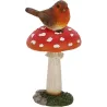 Champignons assortis avec oiseau en polyrésine (Lot de 3)