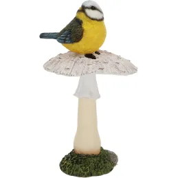 Champignons assortis avec oiseau en polyrésine (Lot de 3)
