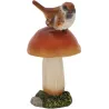 Champignons assortis avec oiseau en polyrésine (Lot de 3)