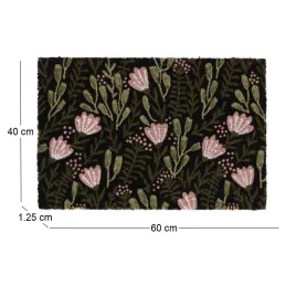 Paillasson en fibres de coco floral noir
