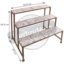 Etagère en céramique et fer forgé