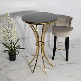 Table de bar en métal et verre Shanty 60 x 108 cm