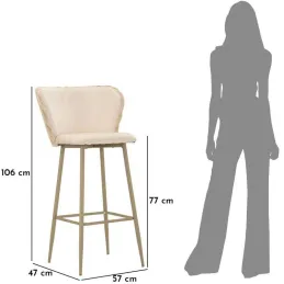 Chaise de bar en tissu et métal Alaska (Lot de 2)