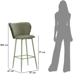 Chaise de bar en tissu et métal Alaska (Lot de 2)