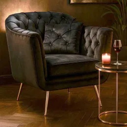 Fauteuil en tissu capitonné Budapest 88 x 83 x 91 cm