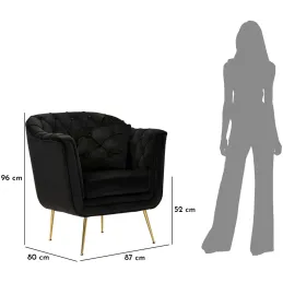 Fauteuil en tissu capitonné Budapest 88 x 83 x 91 cm