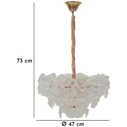 Suspension en métal et verre Ibiscus 47 x 73 cm