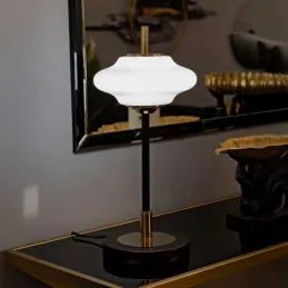 Lampe à poser en métal et verre 22 x 46 cm Vintage