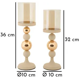 Bougeoir en métal Glazed (Lot de 2)