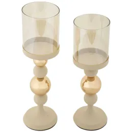 Bougeoir en métal Glazed (Lot de 2)
