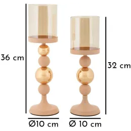 Bougeoir en métal Glazed (Lot de 2)