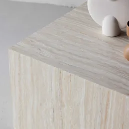 Table basse en MDF effet travertine York 40 x 60 x 80 cm
