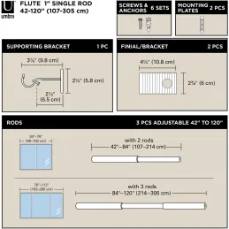 Tringle à rideaux extensible en acier Flute