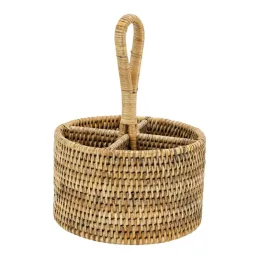 Range-couverts rond en rotin naturel