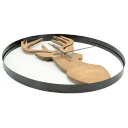 Horloge en bois et métal Cerf