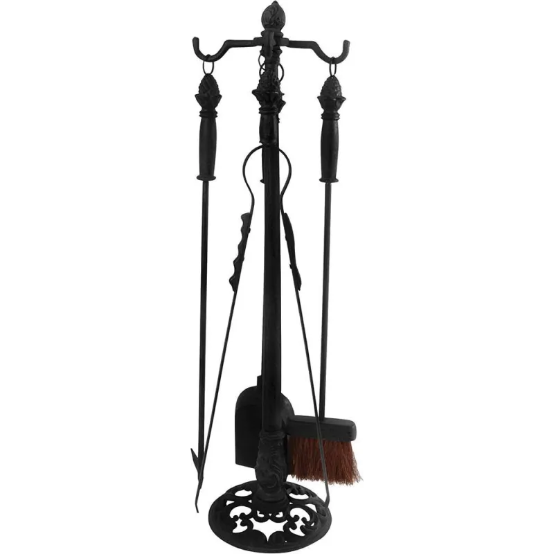 Set 4 accessoires de cheminée en fonte