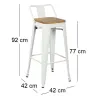 Tabouret de bar en métal laqué et bois d'orme huilé (Lot de 2)