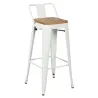 Tabouret de bar en métal laqué et bois d'orme huilé (Lot de 2)