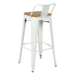 Tabouret de bar en métal laqué et bois d'orme huilé (Lot de 2)