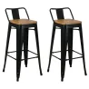 Tabouret de bar en métal laqué et bois d'orme huilé (Lot de 2)