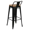 Tabouret de bar en métal laqué et bois d'orme huilé (Lot de 2)