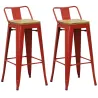 Tabouret de bar en métal laqué et bois d'orme huilé (Lot de 2)
