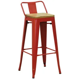Tabouret de bar en métal laqué et bois d'orme huilé (Lot de 2)