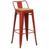 Tabouret de bar en métal laqué et bois d'orme huilé (Lot de 2)