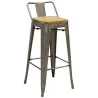Tabouret de bar en métal laqué et bois d'orme huilé (Lot de 2)