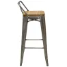 Tabouret de bar en métal laqué et bois d'orme huilé (Lot de 2)