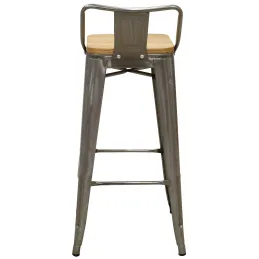 Tabouret de bar en métal laqué et bois d'orme huilé (Lot de 2)