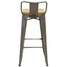 Tabouret de bar en métal laqué et bois d'orme huilé (Lot de 2)