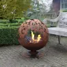 Brasero rond en métal rouillé
